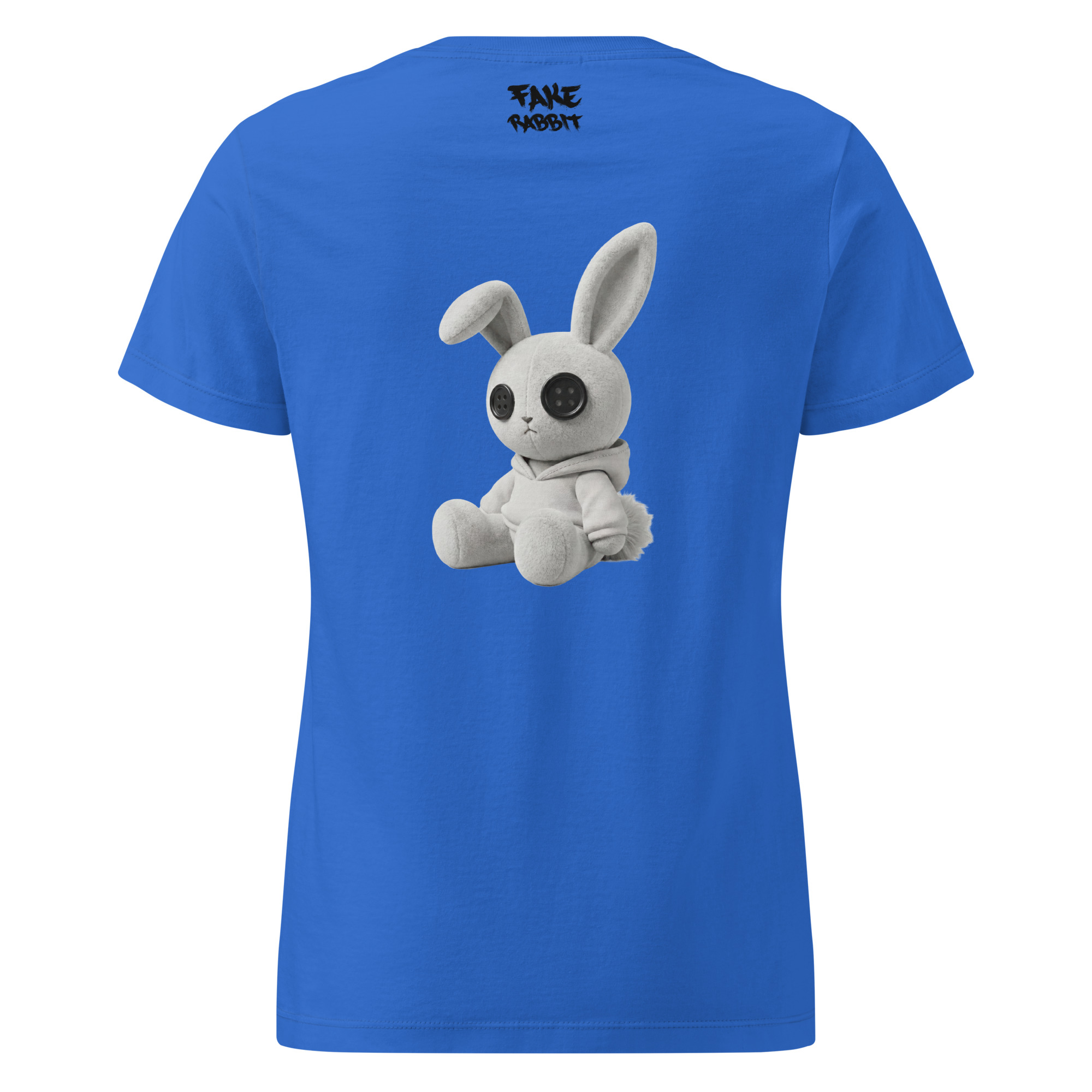 Fake Rabbit Damen T-Shirt - Real Rabbit (Backprint) in Royalblau, Rückansicht