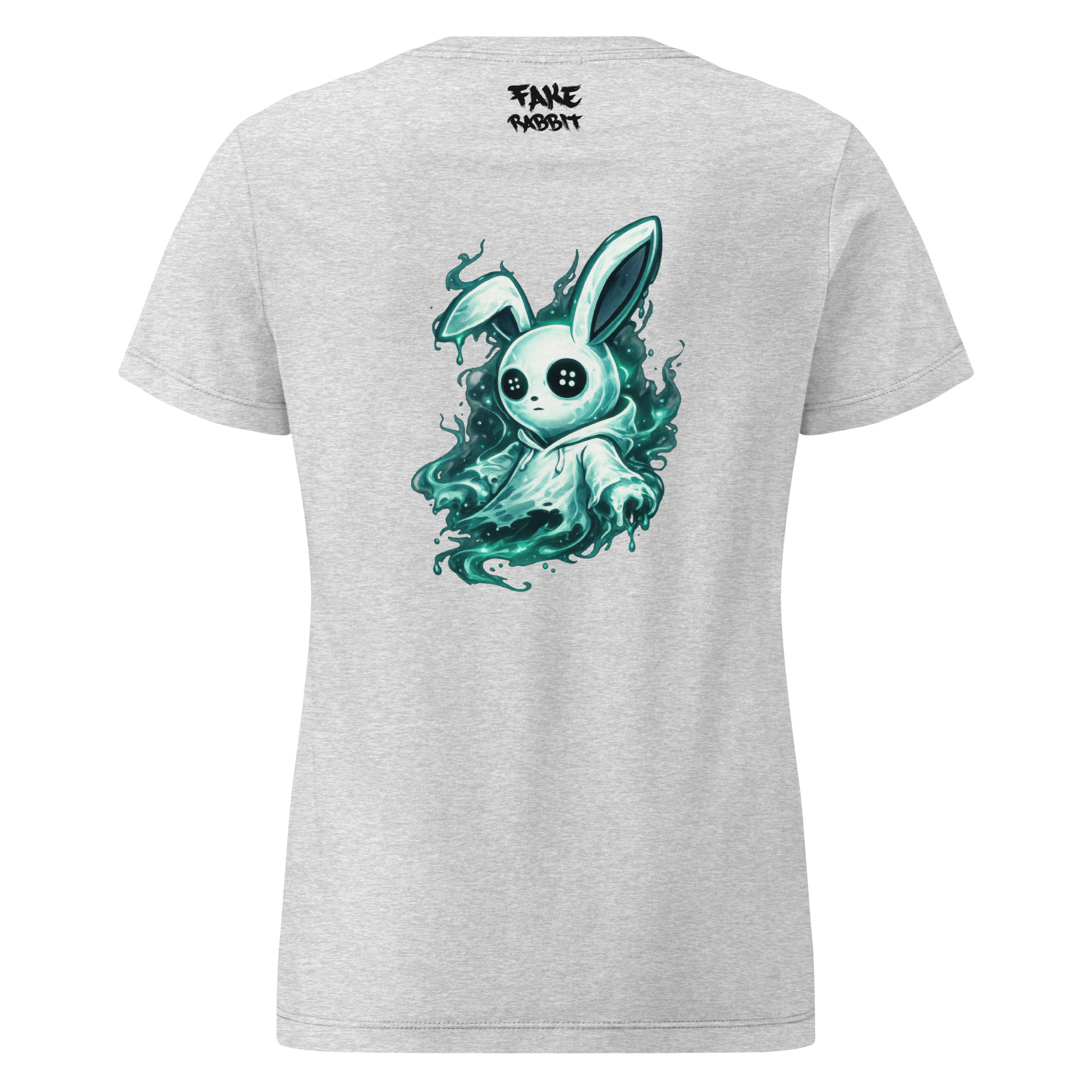 Fake Rabbit Damen T-Shirt – Ghost Rabbit (Backprint) in Rs Sport Grey, Rückansicht